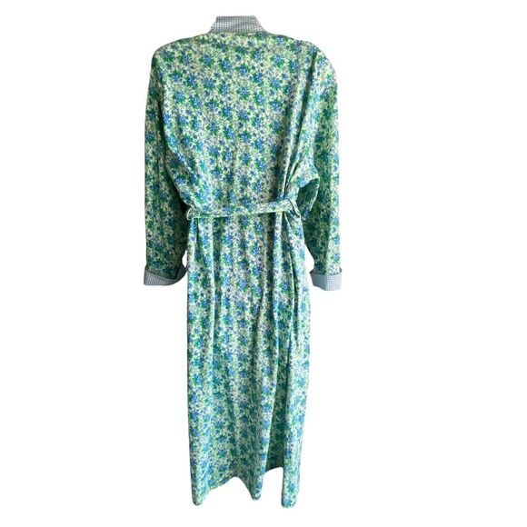 Vintage Victoria's Secret Robe Womens Medium Large Blue Floral Cotton Belted 90s - Picture 4 of 7